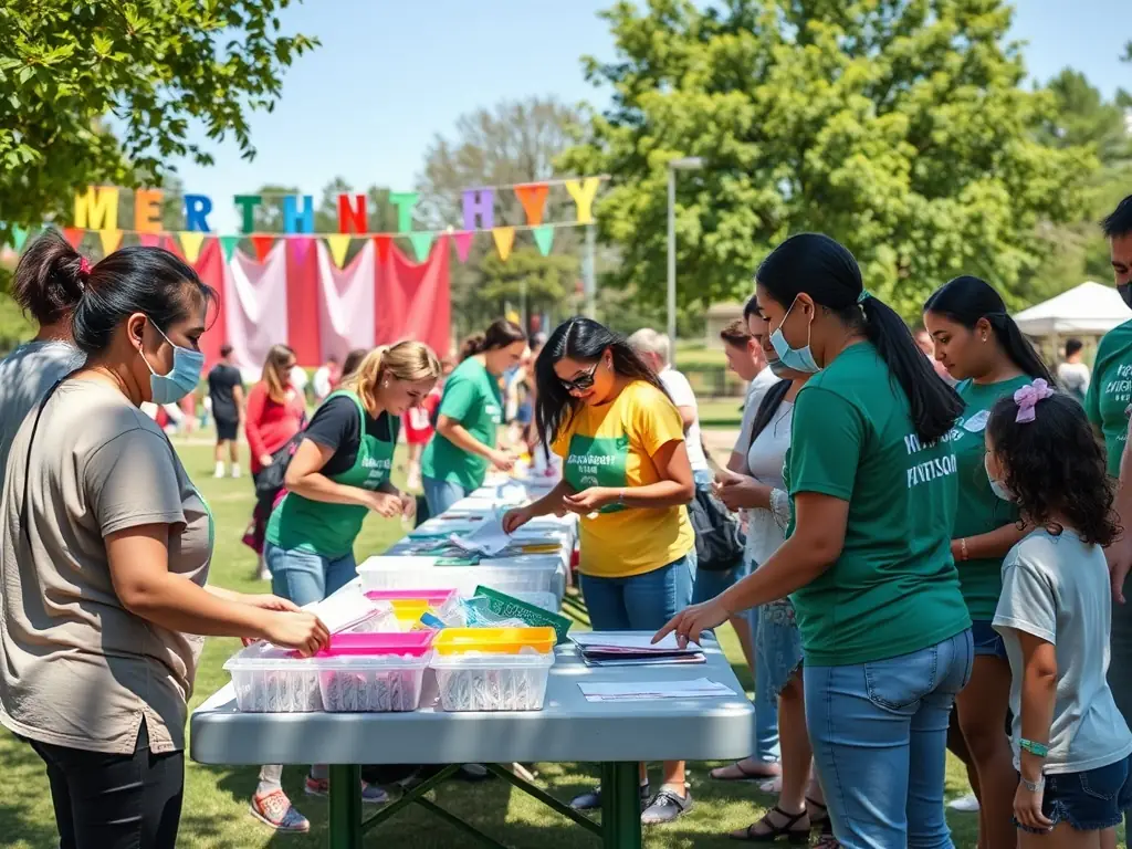An image of volunteers setting up for a cultural event sponsored by LE SON DU BOZ, emphasizing the organization's role in community engagement.